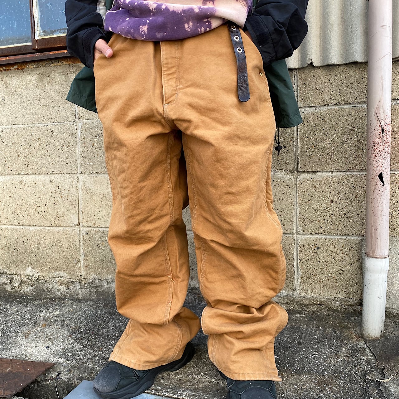 90年代 Usa製 Carhartt カーハート ダック地 ワークパンツ ダブルニー メンズw38 古着 ペインターパンツ ベージュ キャメル 茶色 キルティングライナー 裾ジップ 90s ヴィンテージ ビンテージ ロングパンツ Sa24 Cave 古着屋 公式 古着通販サイト