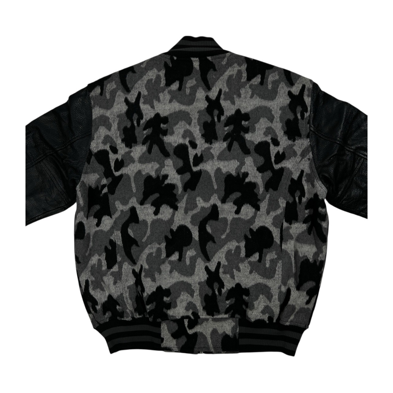 PAGELO パジェロ 迷彩 カモフラ 袖革 レザー スタジャン サイズ L /メンズ/総柄/ブラック×グレー系