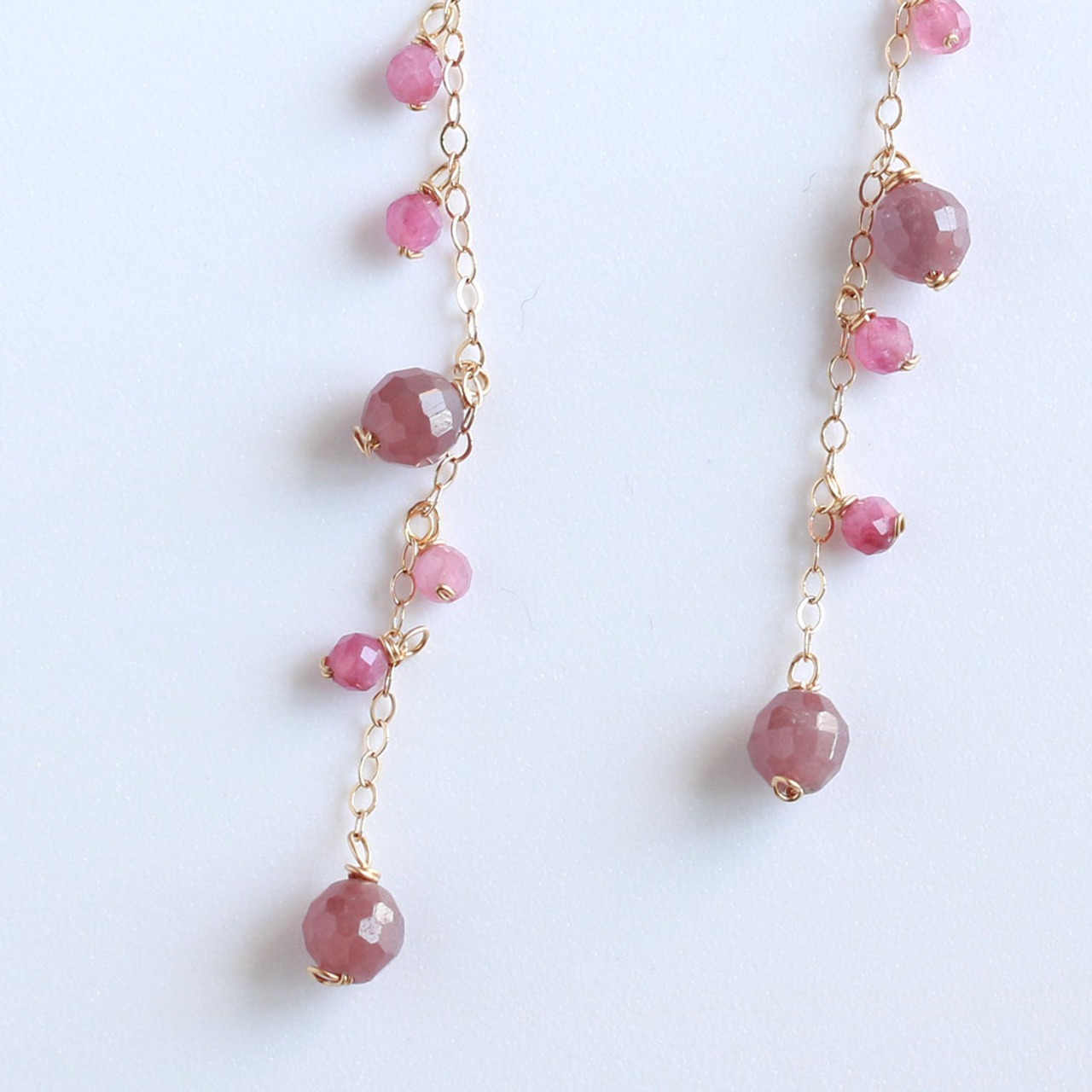 ルビーピアス or イヤリング Ruby ピンクトルマリン ルビー エレガント眼鏡留めピアス mm1132