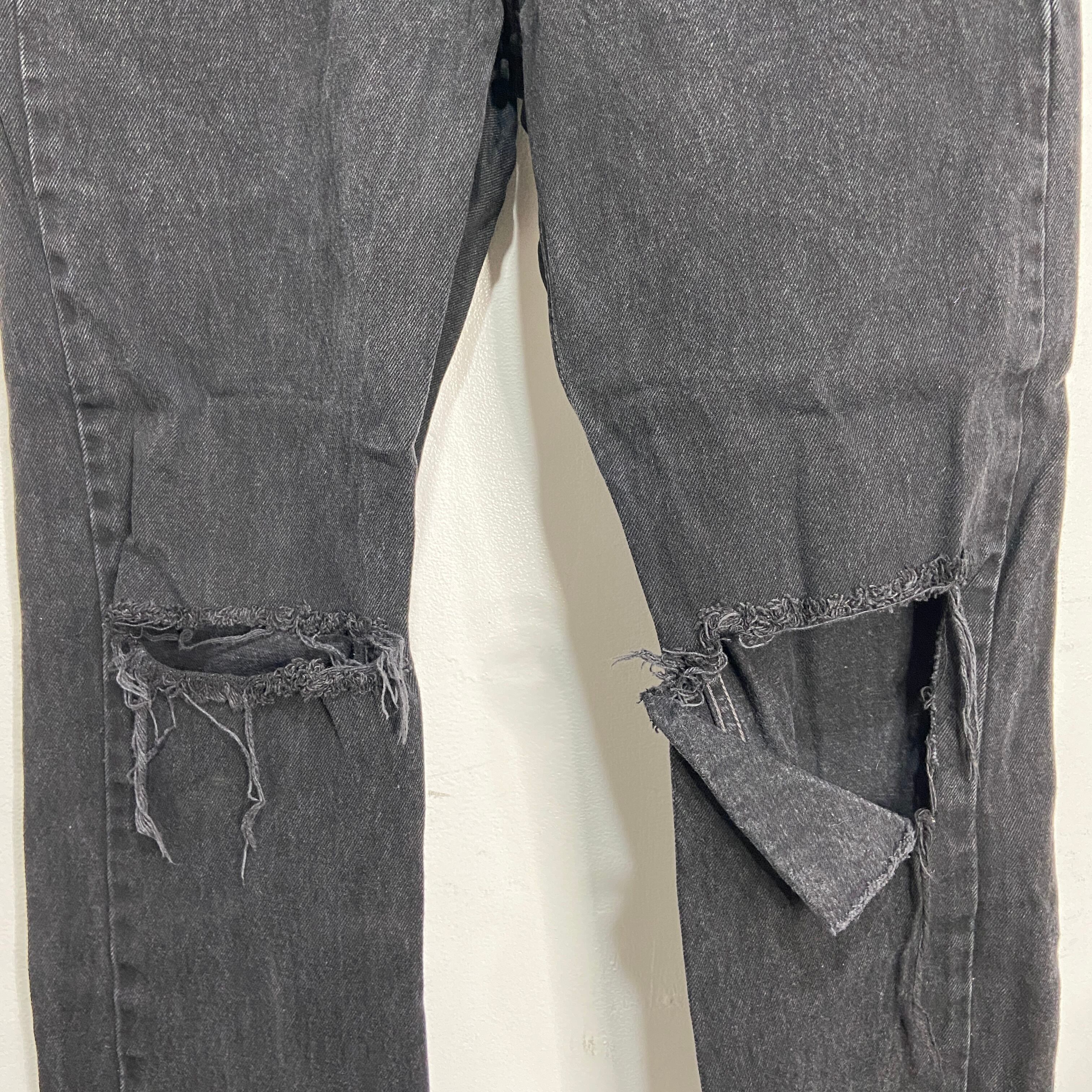 levi’s 505 usa製 ダメージデニム グランジ ボロ クラッシュデニム Levi's 505 ブラックダメージデニムパンツ グランジ☆黒 W31L32