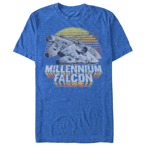 スター・ウォーズ Tシャツ Star Wars Millennium Falcon Sunset Royal Blue Heather