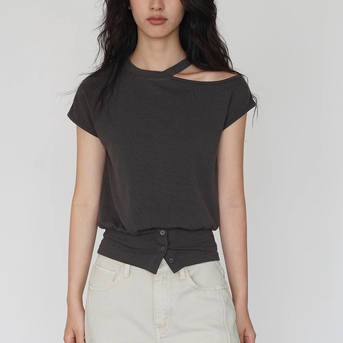 2色／カットアウトデザイントップス ・19286