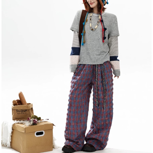 grey mix layered-sleeve tee　グレーミックススリーブレイヤードティー　J2122