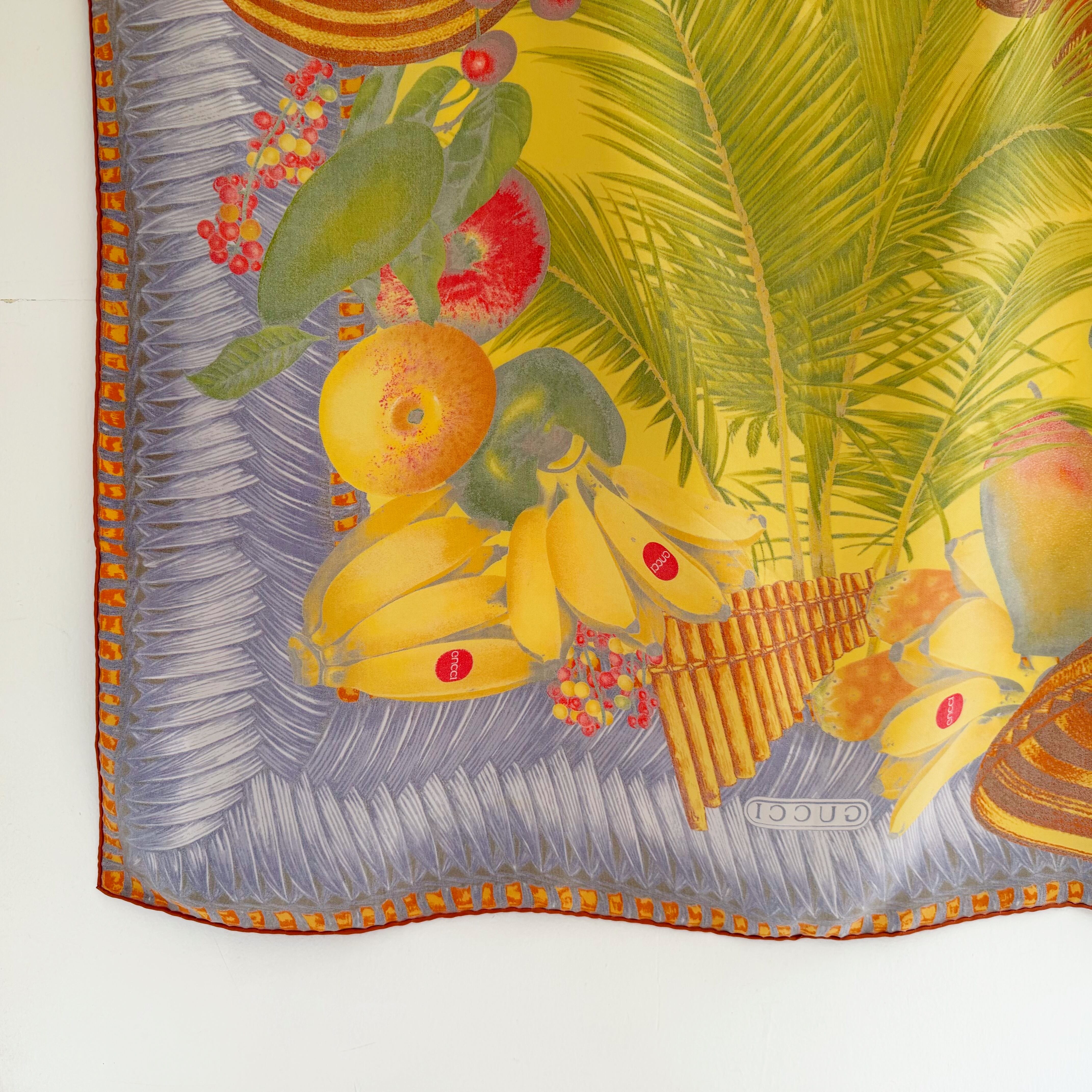美品　GUCCI シルク100% スカーフ フラワー・フルーツ柄　鳥 dead stock- GUCCI silk fruits scarf | TOKYO LAMPOON online shop