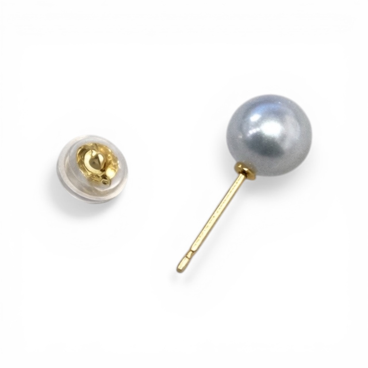 ナチュラルブルー あこや真珠 6.0mm ピアス K18ポスト｜アコヤ 真珠 一点物 上品 フォーマル レディース