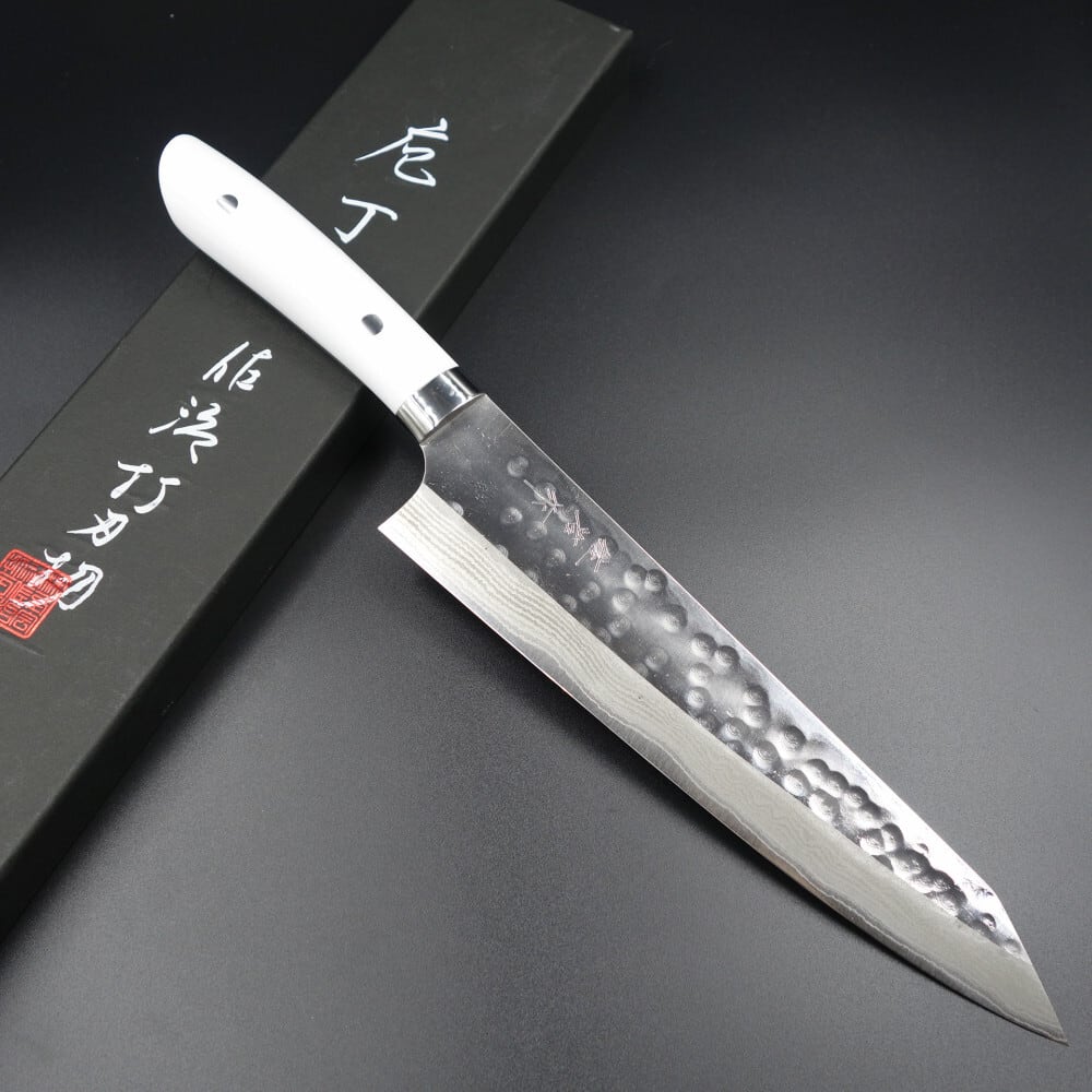 佐治作 包丁 牛刀 佐治打刃物 240mm 粉末ハイス鋼SRS13 白コーリアン柄