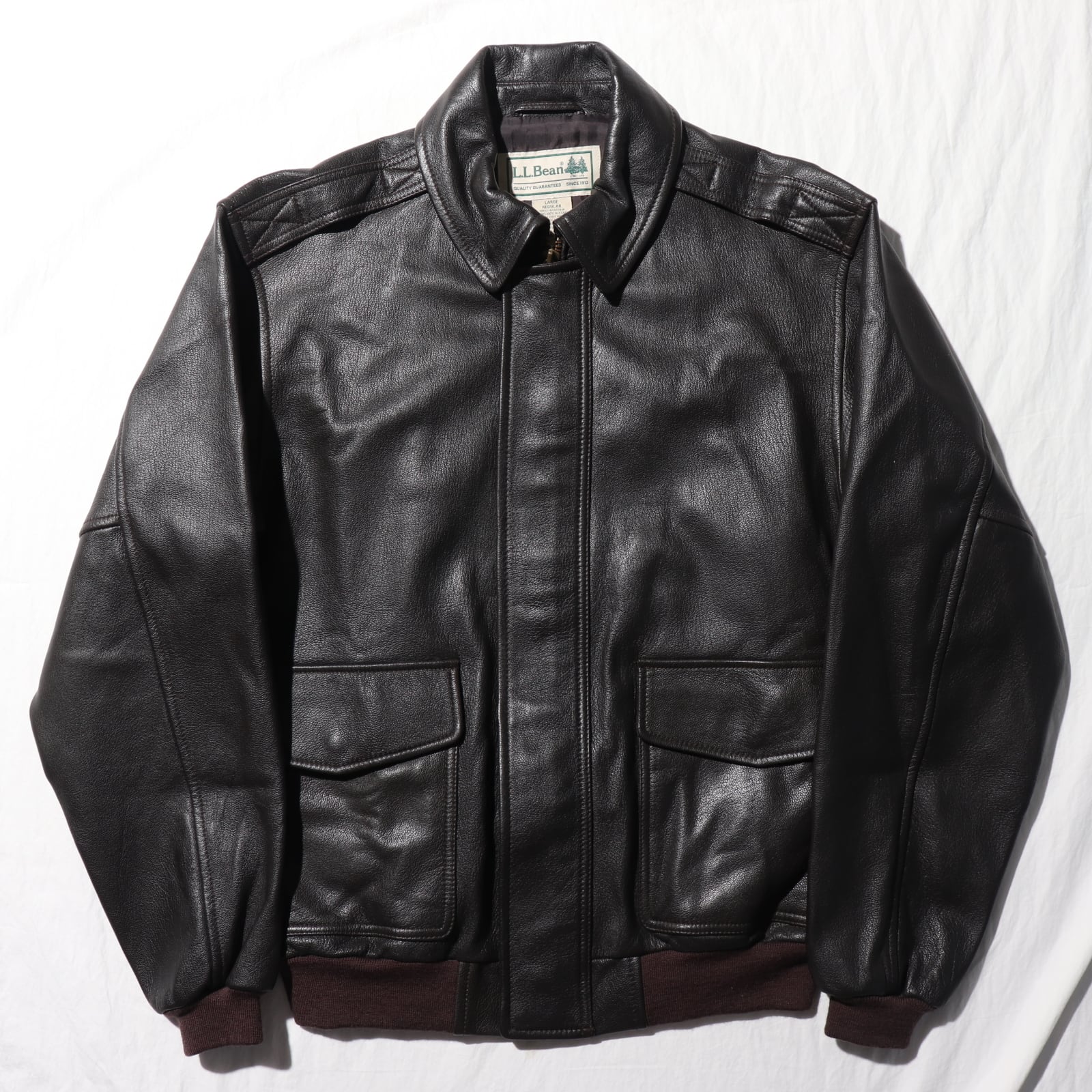 優良皮革 L エルエルビーン A-2 レザージャケット L.L.Bean 山羊革 