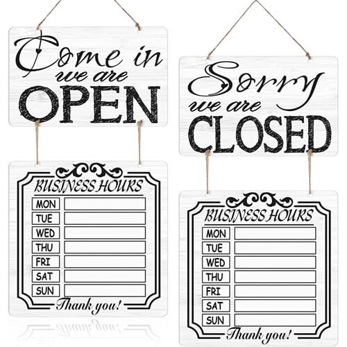 Business Hours Sign Open and Closed Sign ビジネスアワー サイン ...