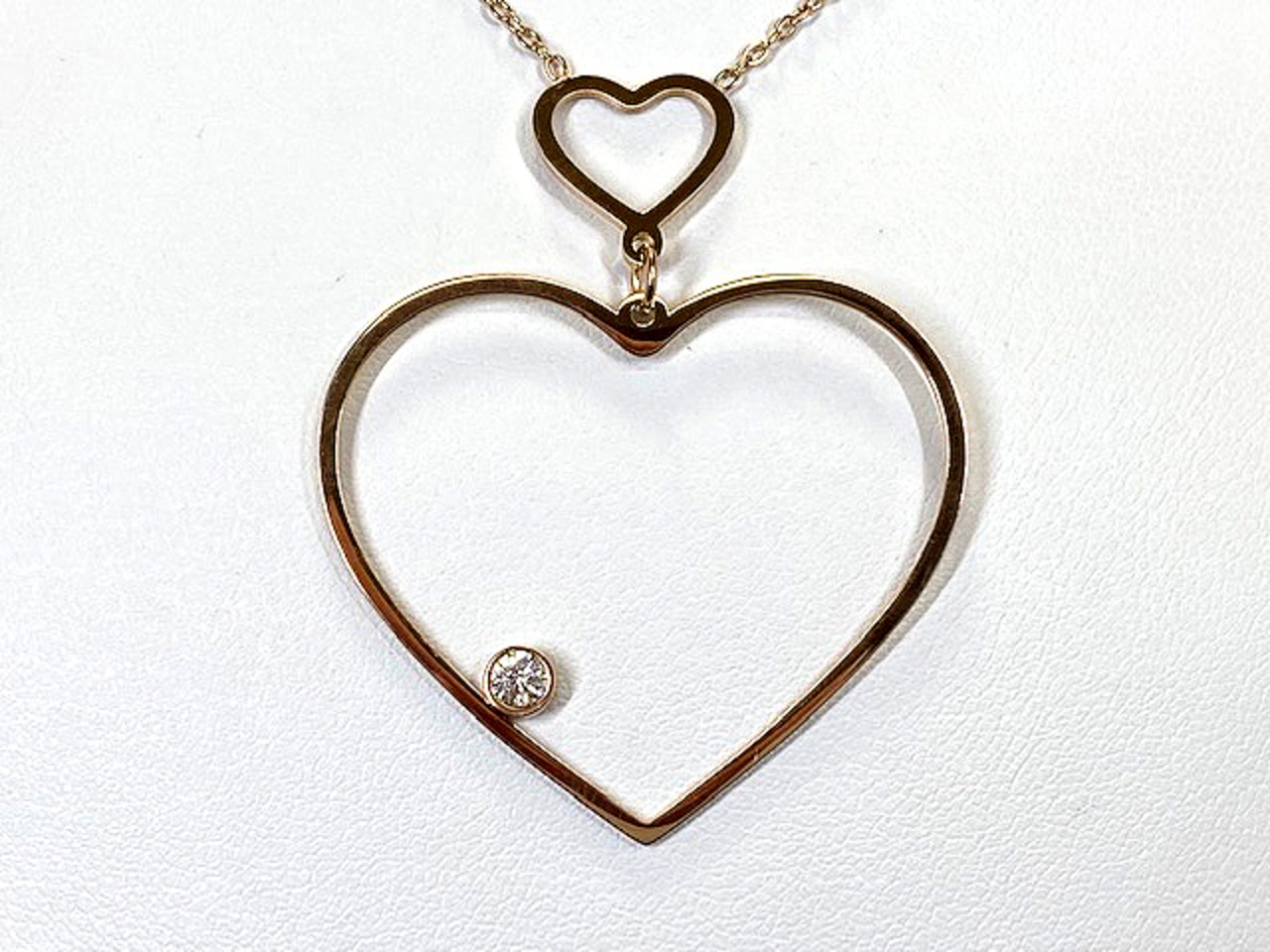 オリバーウェバー ステンレススチール316L製 クリスタル ネックレス Point Heart ローズゴールドカラー