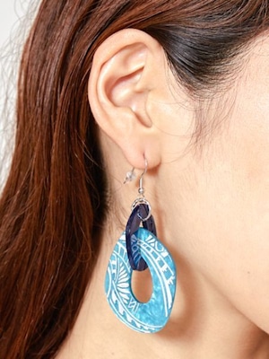 【kahiko/カヒコ】ハワイアンポリネシアンピアス タパ柄 チェーン風