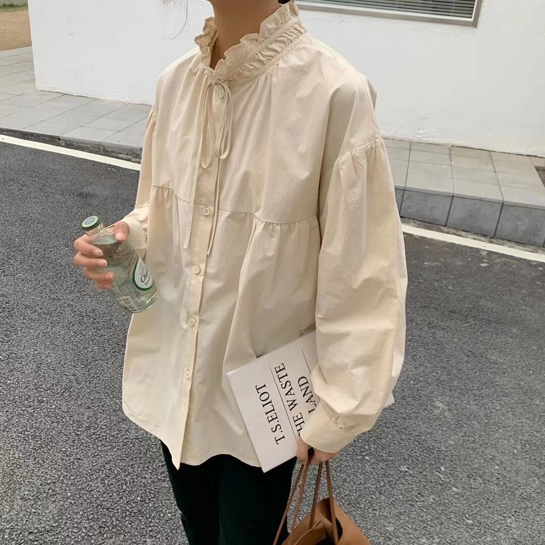 フリルネック スモックブラウス　AJ2205-1132