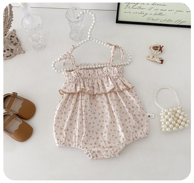 【BABY】ステラローズ花柄フリルキャミソールロンパース - 7