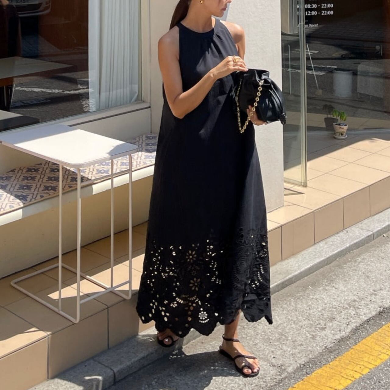 Eyelet Embroidered American Sleeve Dress W00284