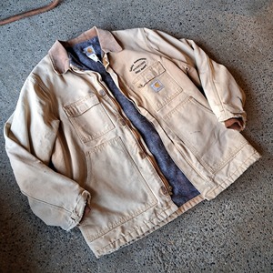 "hard work" アメリカ製 Carhartt 企業刺繍 トラディショナルジャケット used [303056]