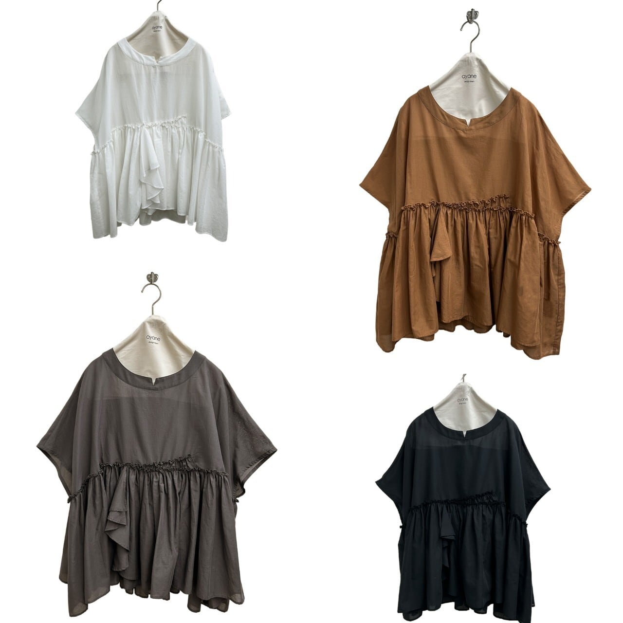 SALE【ayane】コットンボイルギャザー切り替えブラウス 826522 アヤン