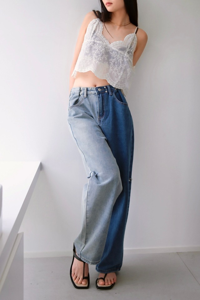Denim Wide Pants デニムワイドパンツ Light Gray