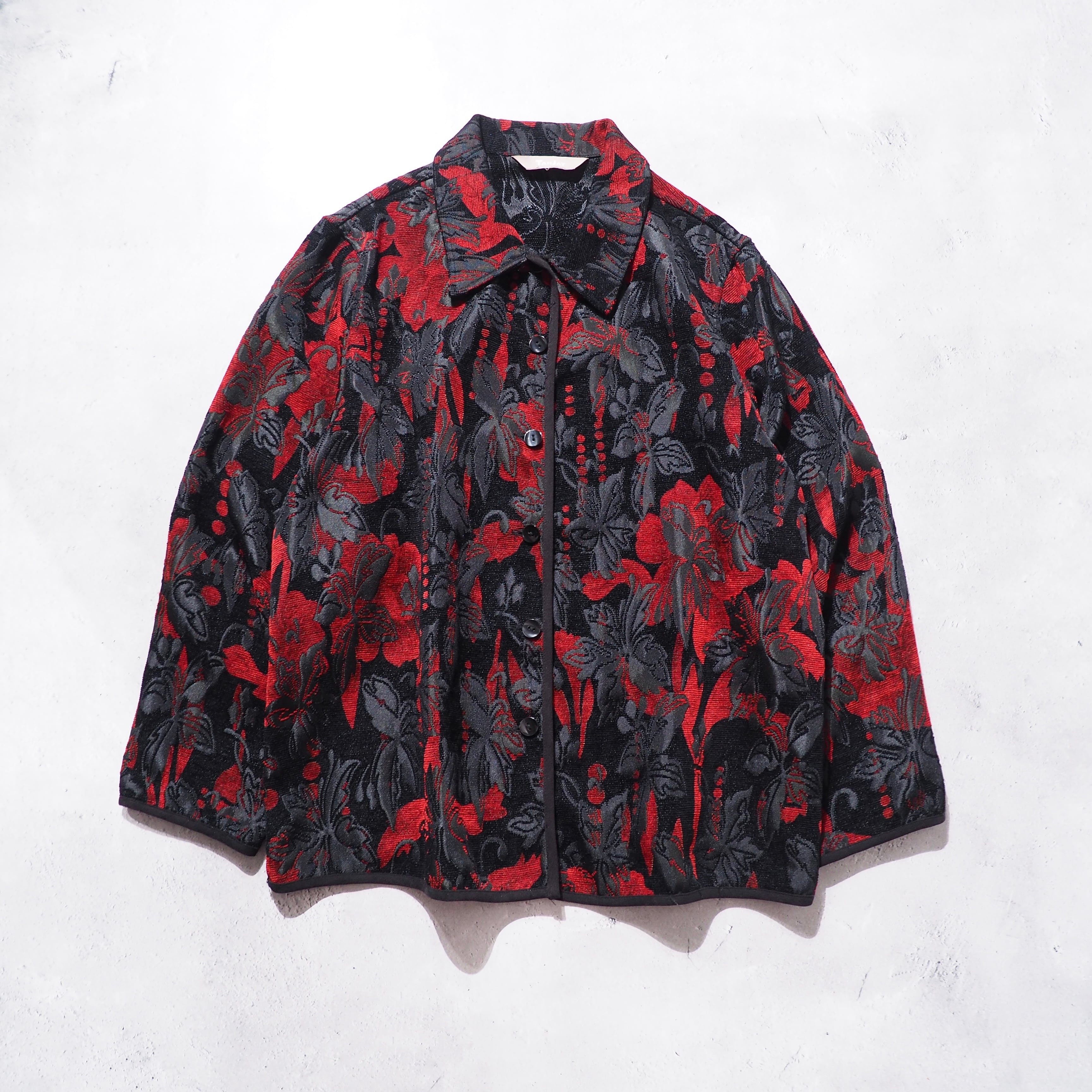 " 両面 - Reversible " Beautiful Flower Embbossed vintage Velours jacket