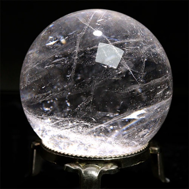 〔D447-9〕約56mm ブラジル ミナスジェライス州 天然水晶 天然クォーツ スフィア 水晶  丸玉 1個【メール便不可】