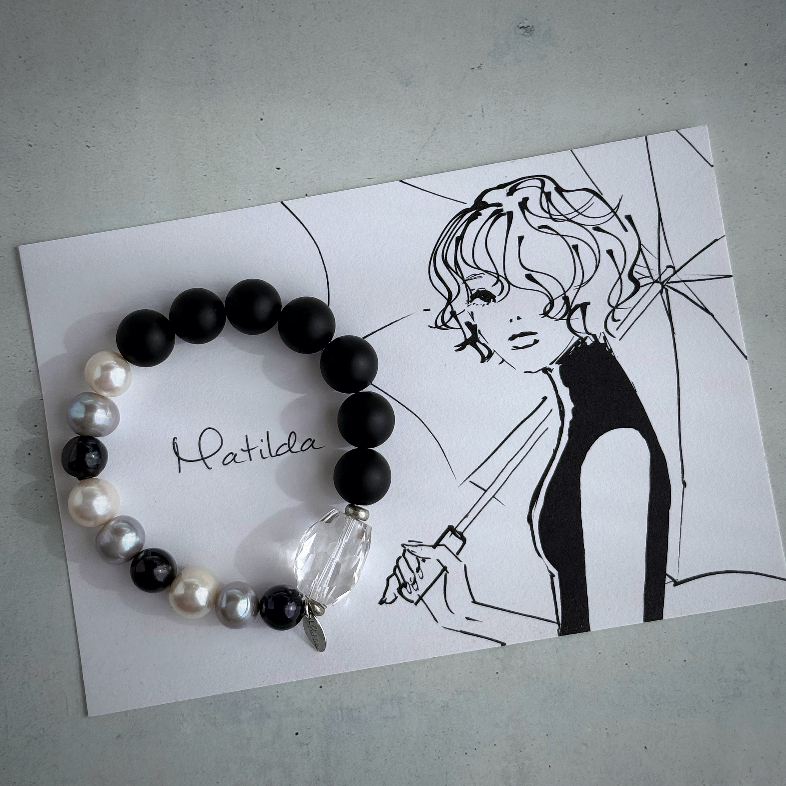 The 'Matilda' bracelet(オニキス×淡水パール×クォーツ)