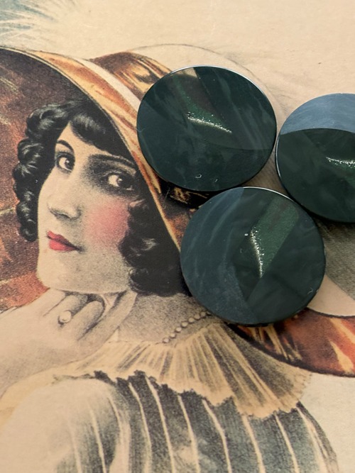 20mm Japanese ヴィンテージボタン ダークグリーン 深緑 マーブル調  樹脂ボタン グリッター レトロ アクセサリーパーツ 装飾材 カルトナージュ