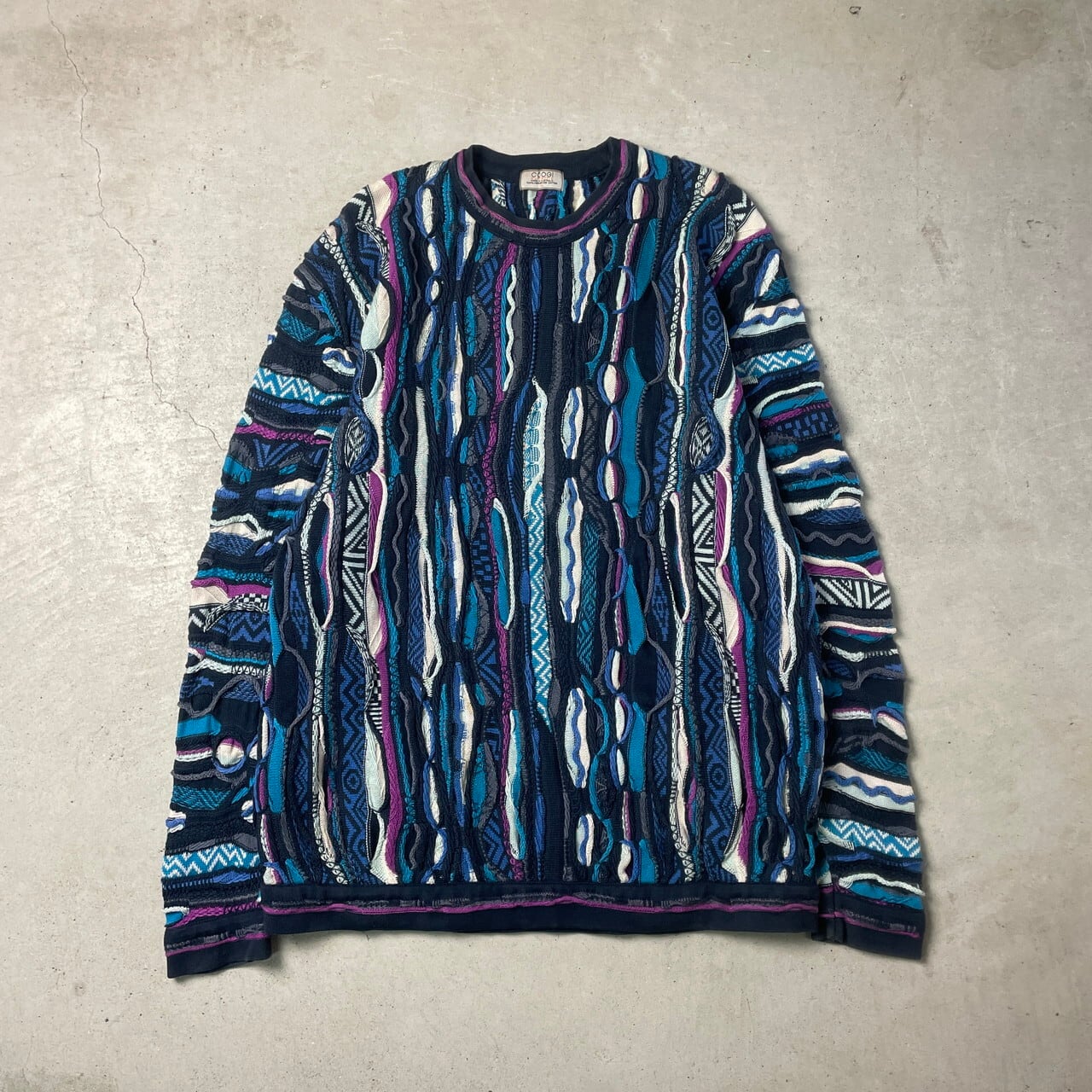 【美品】クージー 3Dニット セーター ブルー ネイビー サイズS