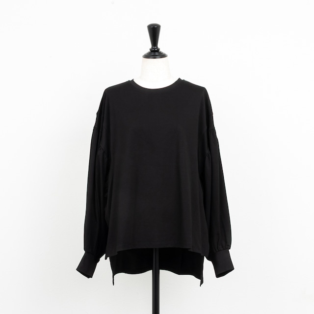 【RILATO／リラート】高密度ソロナシルケット袖ボリュームカットソー（ブラック）