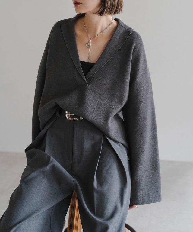 ジャケットライクニットプルオーバー【t-10286】.