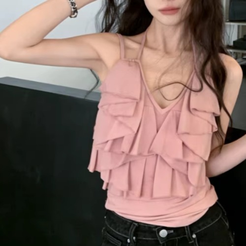 2色／Wストラップラッフルキャミ ・14324