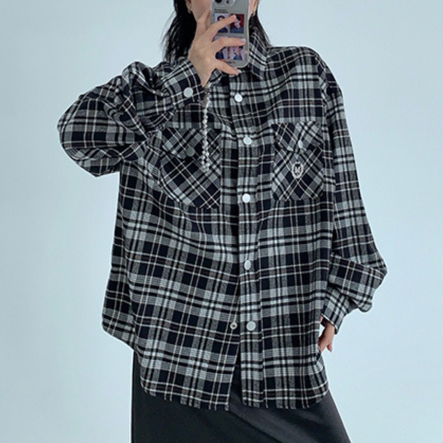 retro one-point check pattern shirt　レトロワンポイントチェック柄シャツ　J1460