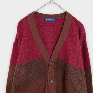 【Golden Bear】日本製 カーディガン 柄物 切替 柄ニット 羽織もの M ゴールデンベア ウール アクリル混合 古着