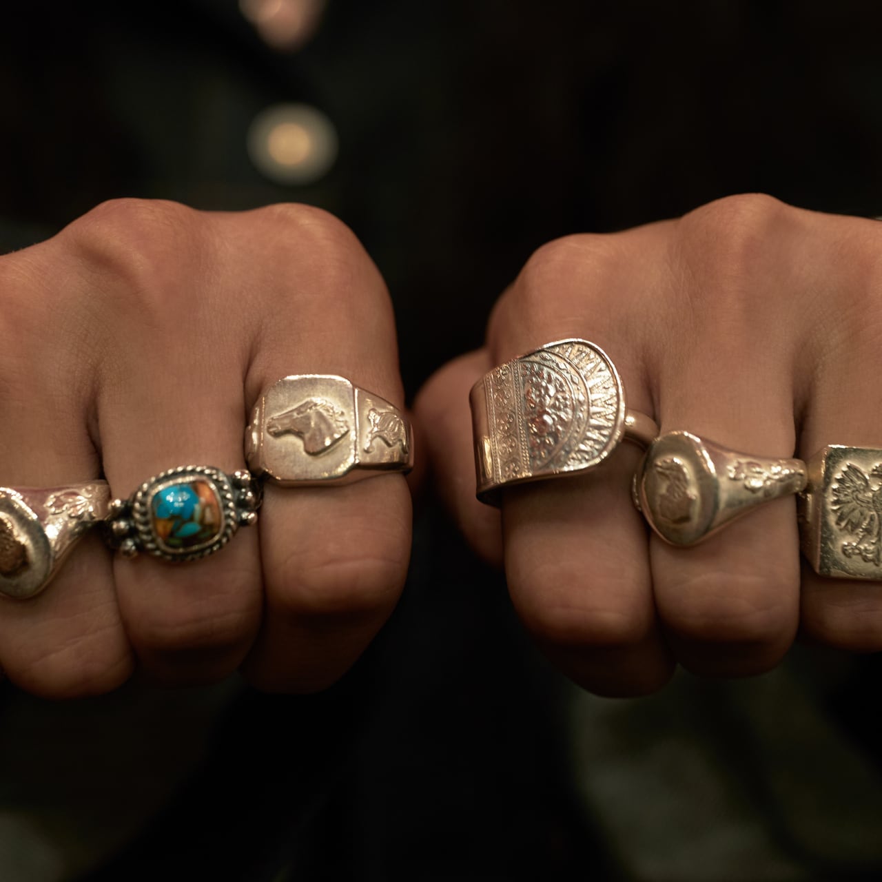 アクセサリー WAKANSILVERSMITH Oval signet ring olive