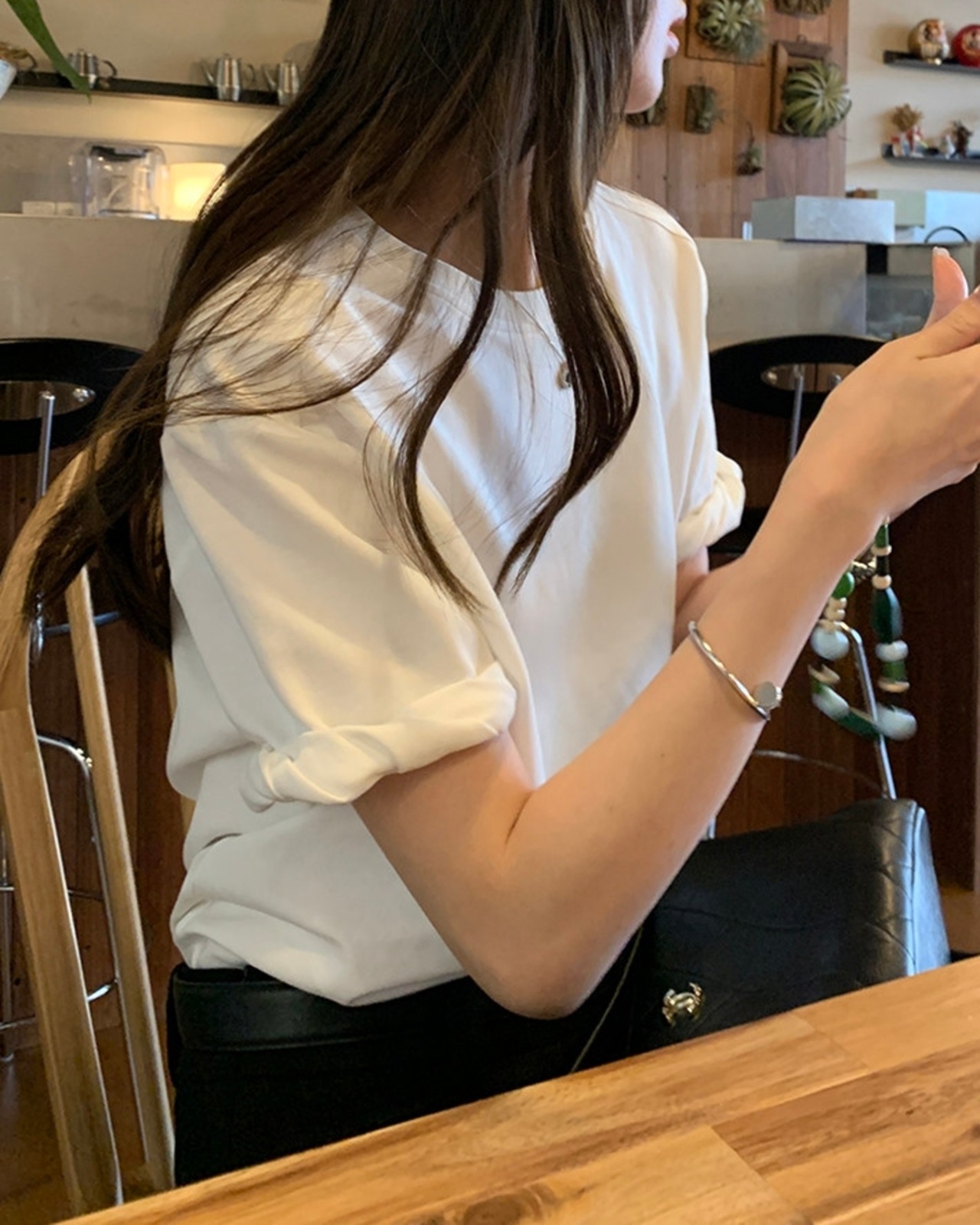 クルーネックロールアップスリーブ Tシャツ 3color A1076 - 4
