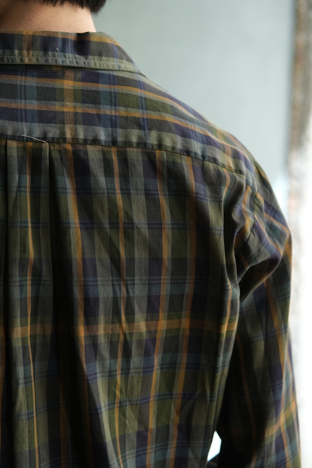 Utah/60-70's "ARROW"cotton check open collar shirt