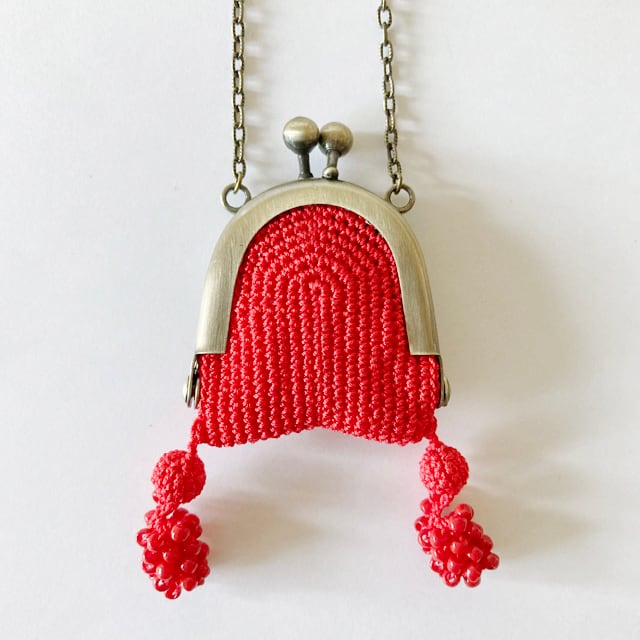 がま口ネックレス | White&Blue