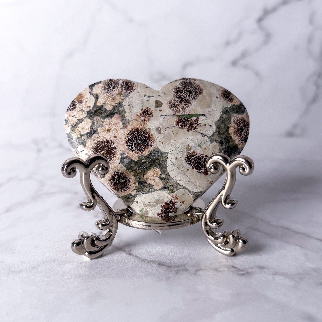 グリーンフラワージャスパー(グリーンチェリーブロッサムジャスパー) ハート * Jasper * 天然石