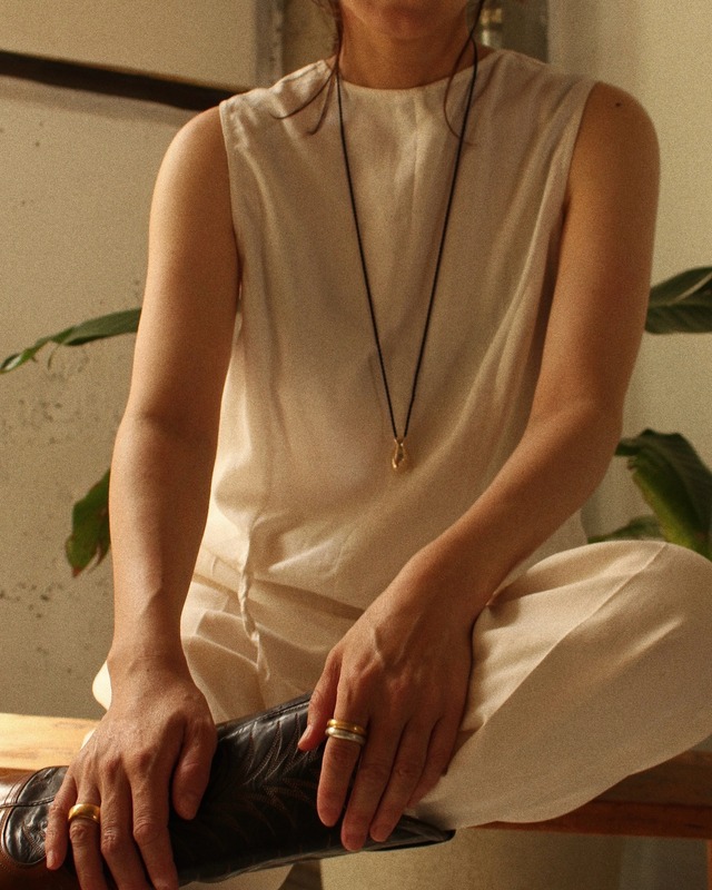 Heart top with silk cord necklace