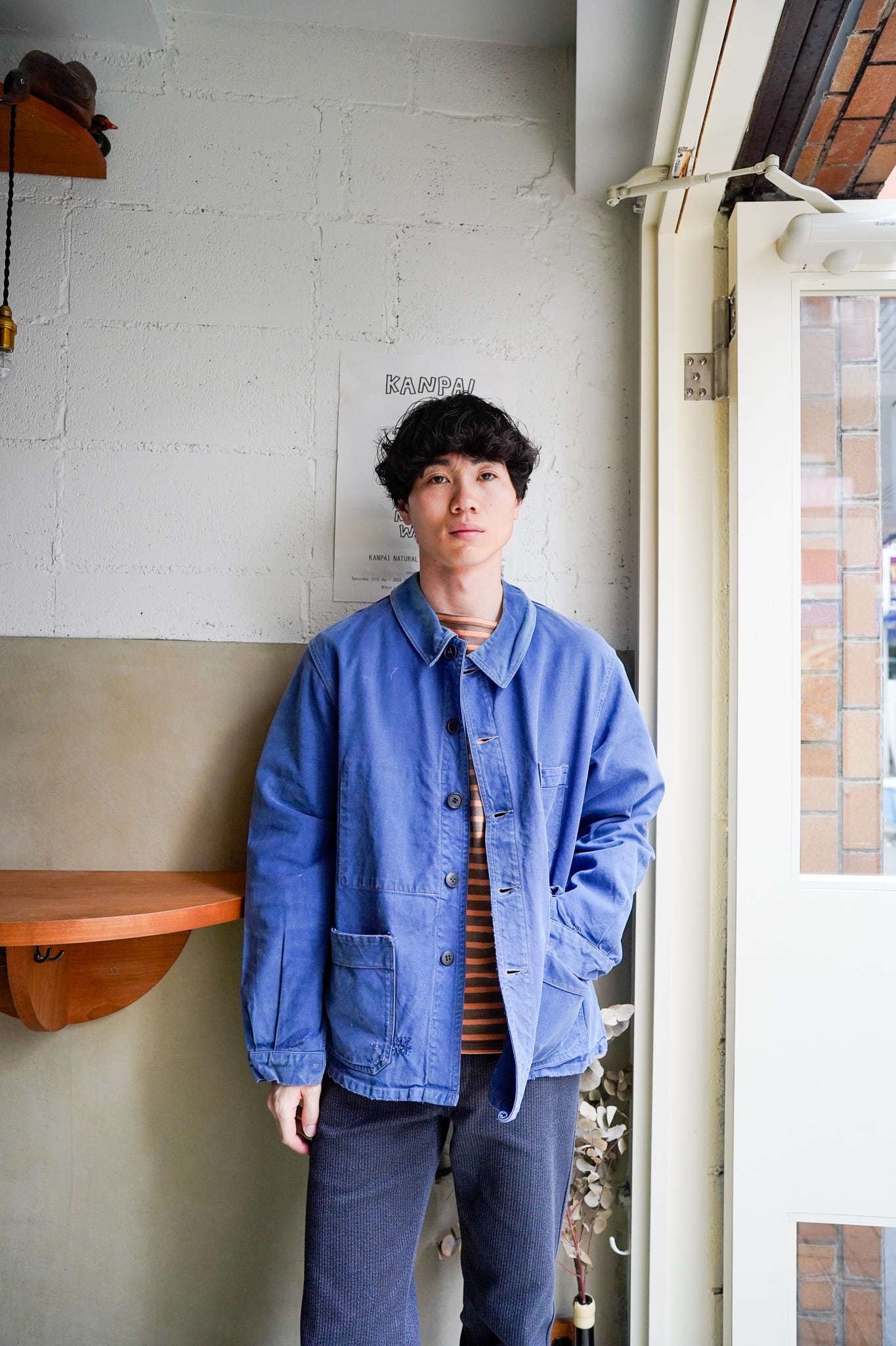【1960s】"Good Fading & Repair" French Work Cotton Twill JKT / 6-313