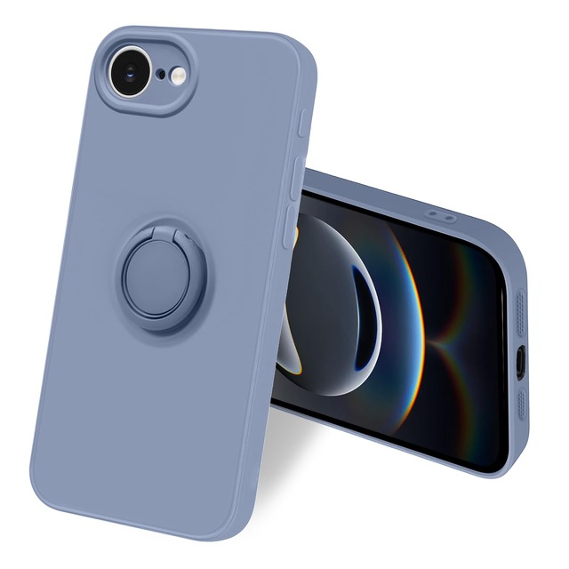 bjnosdv iPhone 17e/iPhone 16e 用 ケース リング付き 360°回転 シリコン 耐衝撃