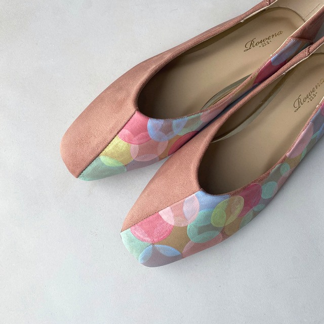 《アウトレット品 23.5cm限定価格》パンプス「 Dot half ピンク」＊左右で雰囲気が変わる＊【5日以内発送】