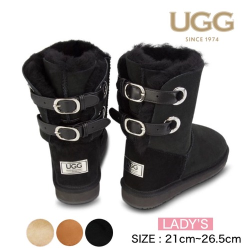 [UGG 1974] バックル ミドル ムートンブーツ