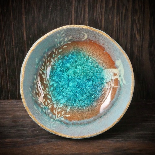みずたまり豆皿 no.35 月夜猫