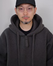 MAYKAM - Wool Sweat Zip Hoodie :Grey|エクストラファインウール混/軽量ボリューム/ダブルジップ/共糸ドローコード