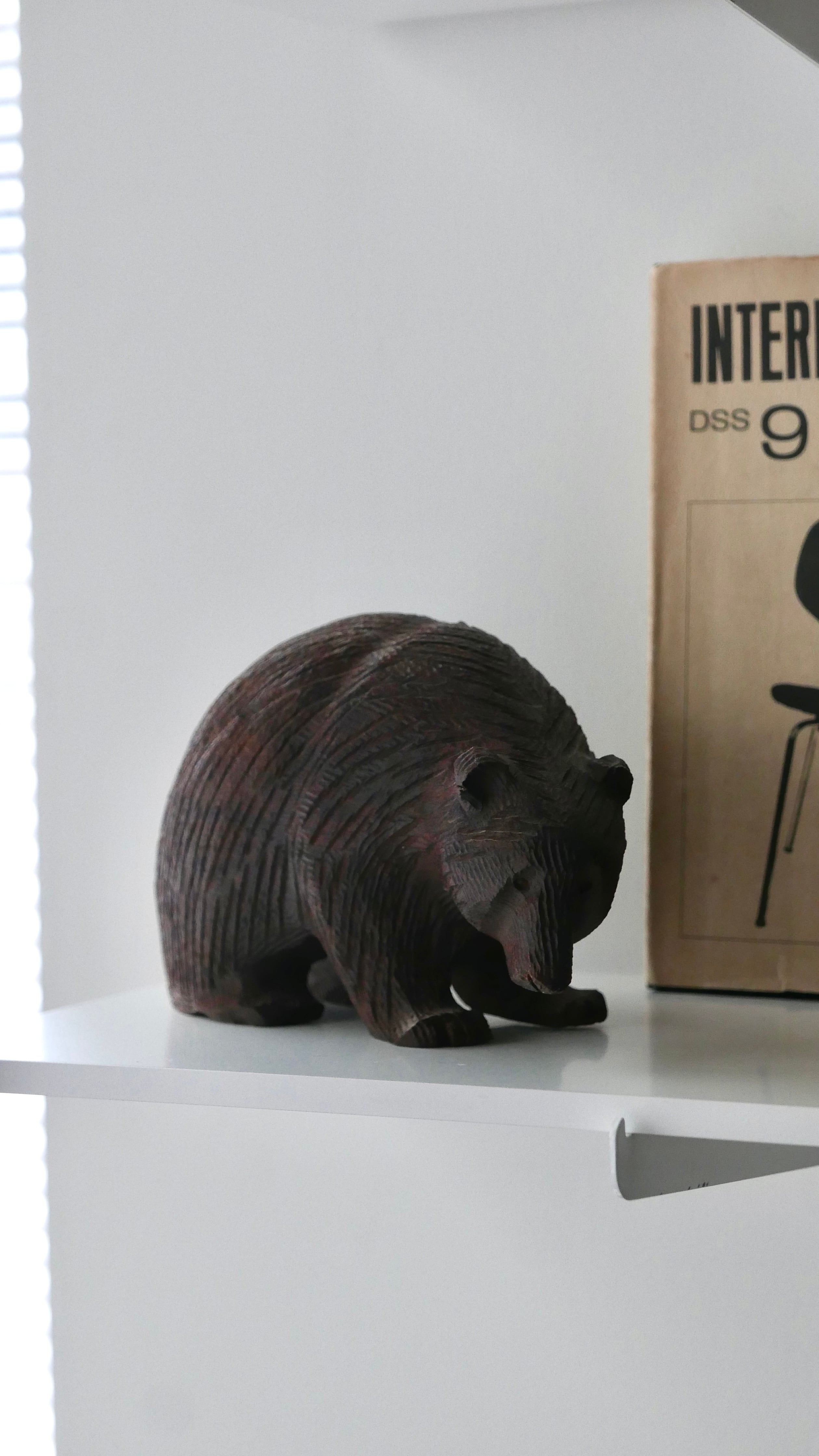 vintage wooden bear , made in united states / iron wood