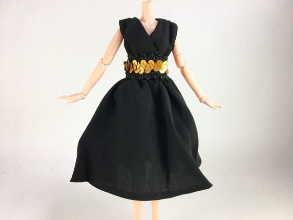 ドール服 1/6 女性用27 ベルトドレス ブラック Dress VG #1 - 画像3