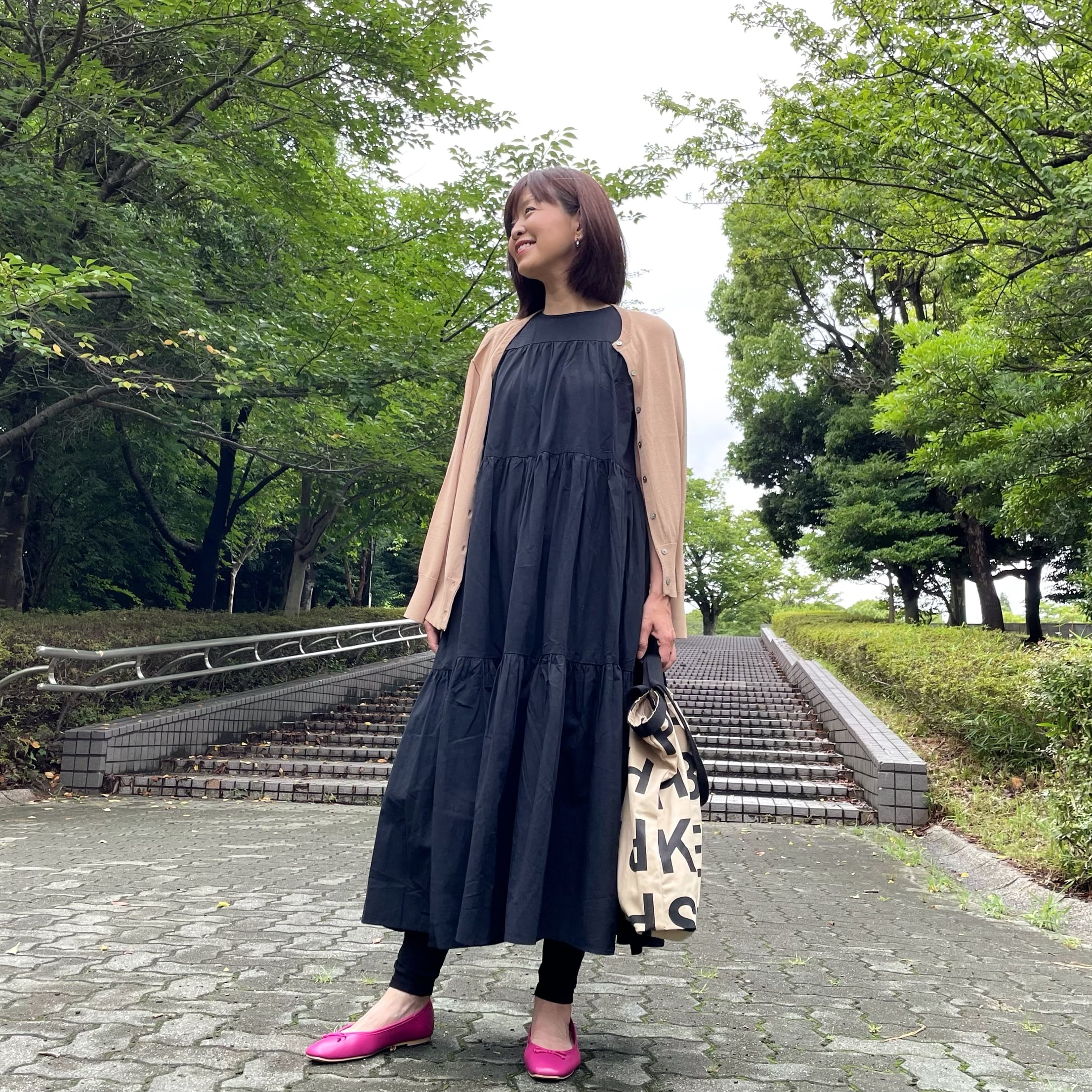 FOXEY 黒 ノースリーブ ティアードワンピース ノースリーブ ティアードワンピース | precious for us