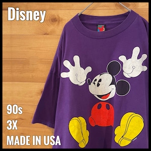 【Disney】90s USA製 プリント Tシャツ ミッキーマウス 3X オーバーサイズ ゆるだぼ ディズニー US古着 アメリカ古着
