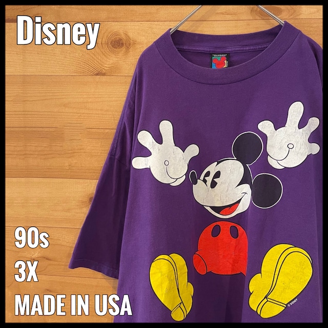 【Disney】90s USA製 プリント Tシャツ ミッキーマウス 3X オーバーサイズ ゆるだぼ ディズニー US古着 アメリカ古着