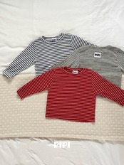 韓国子供服 / 26Autumn / 〖取寄〗pipi / pipiボーダーTシャツ / ベビー服 / キッズ服 *XS~Ｍ*