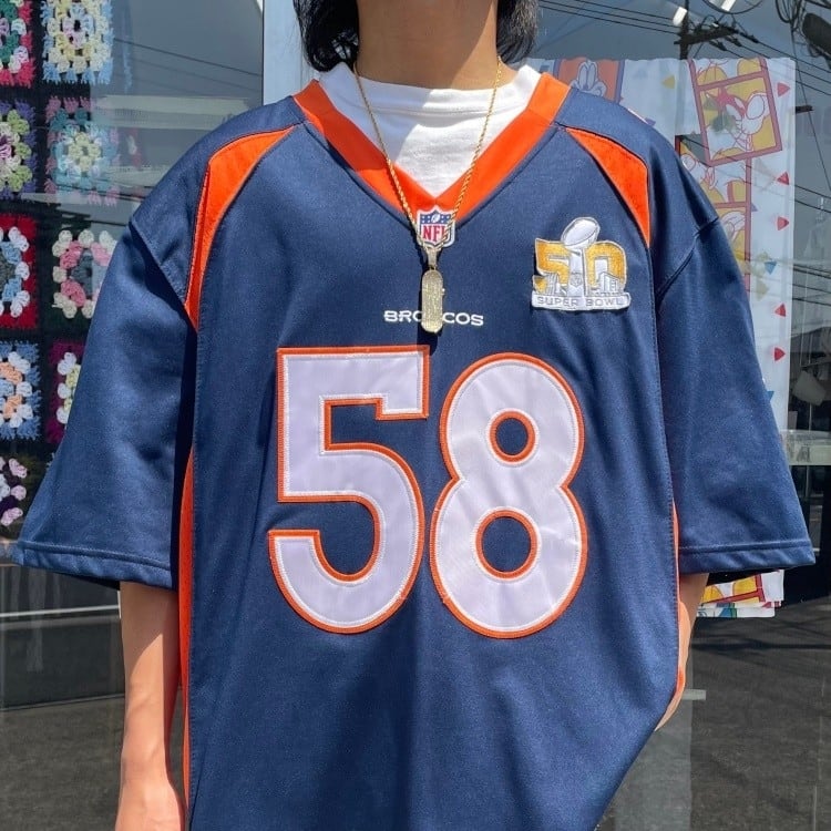 NFL】ブロンコス ビッグロゴ 刺繍ロゴ フルジップ ヌバックレザー XL-