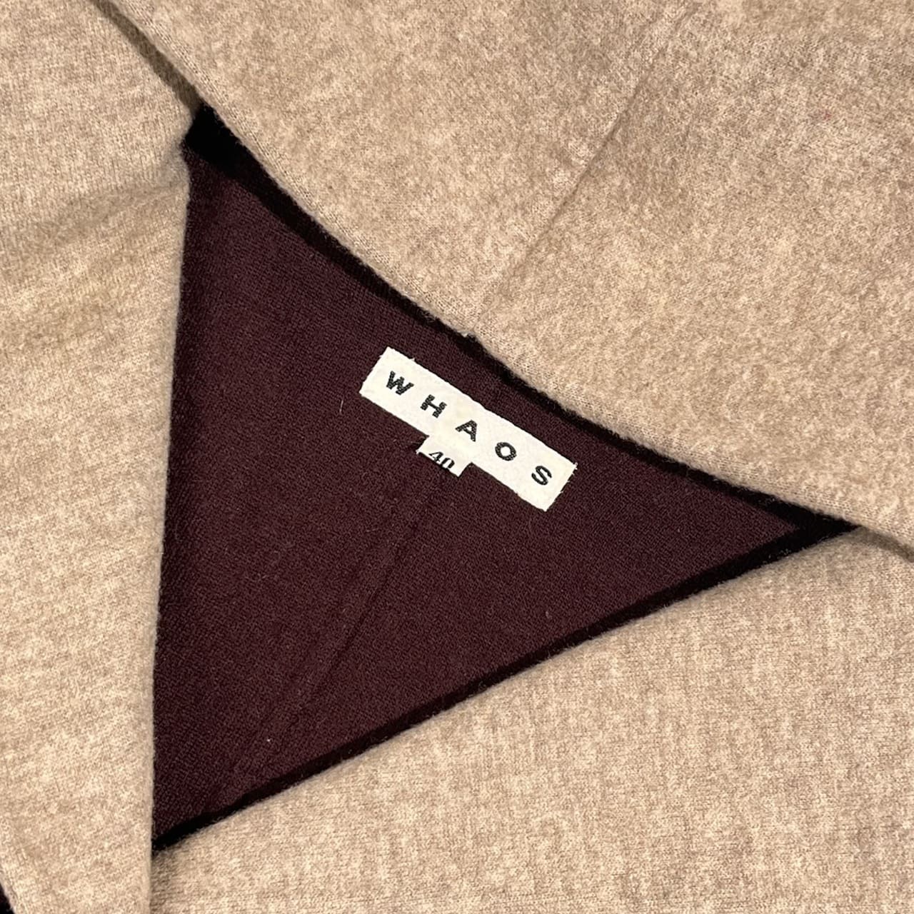 カシミヤ100% WHAOS ワオス フーデッド コート 40 /ベージュ系 レディース